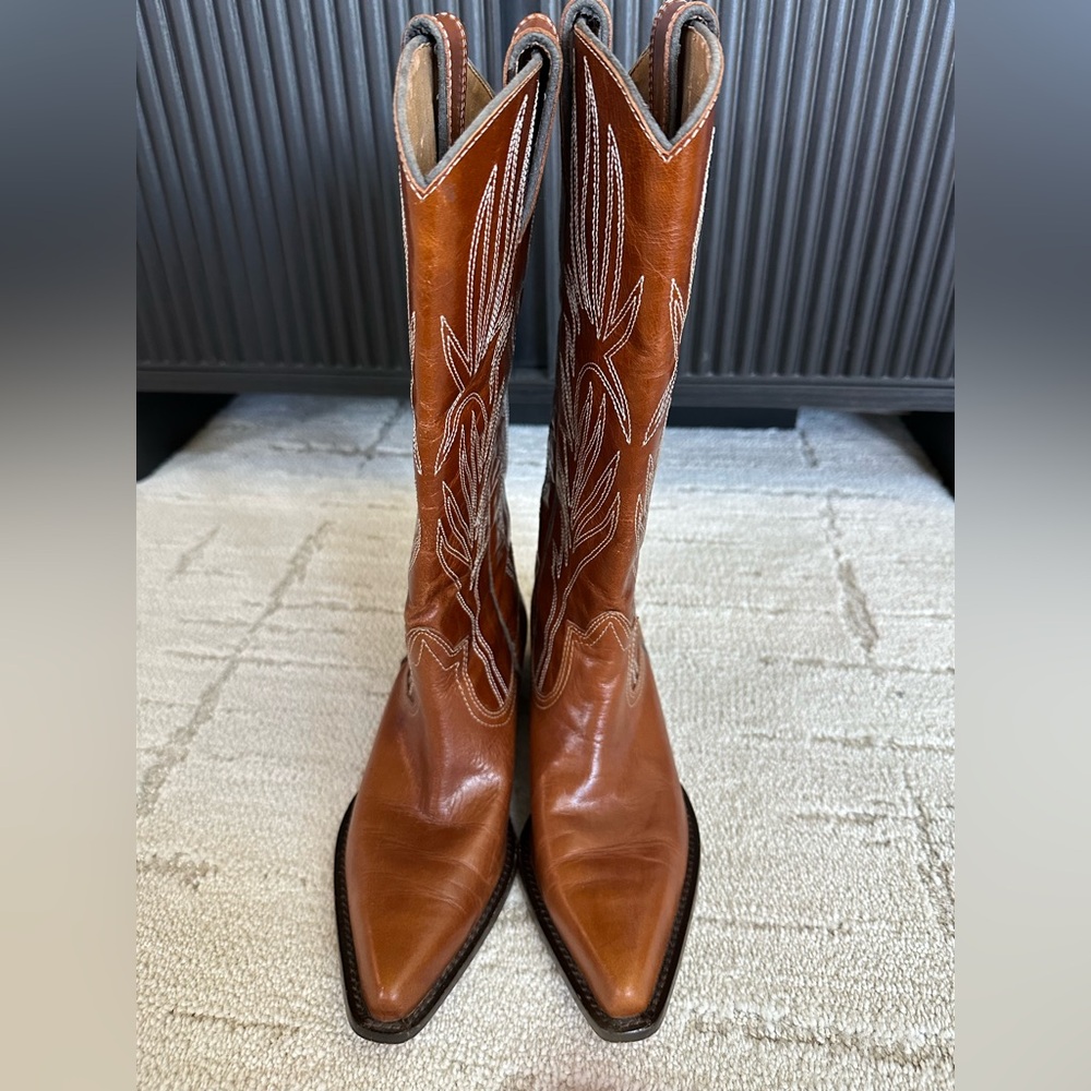 Steve Madden Women’s Lonestar Brown Leather Cowboy Boots